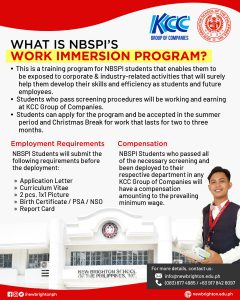 NBSPI’s WORK IMMERSION PROGRAM